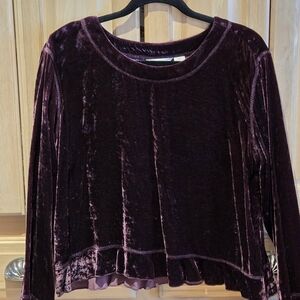 J. Jill Velvet Long Sleeve Top in Rich deep burgundy.  Worn twice, like new.